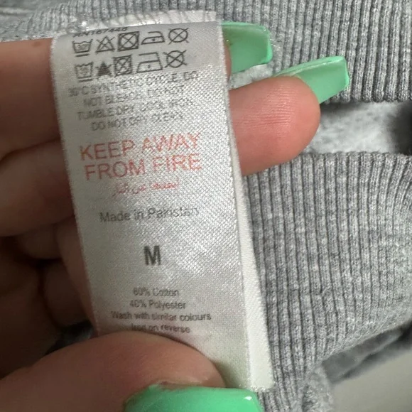 Pretty Little Thing GREY MARL CHERRY PRINT OVERSIZED HOODIE - Picture 12 of 12